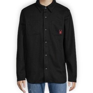 NWT Spyder Men’s Avalon Black Fleece Lined Snap Front Shirt Jacket Size L